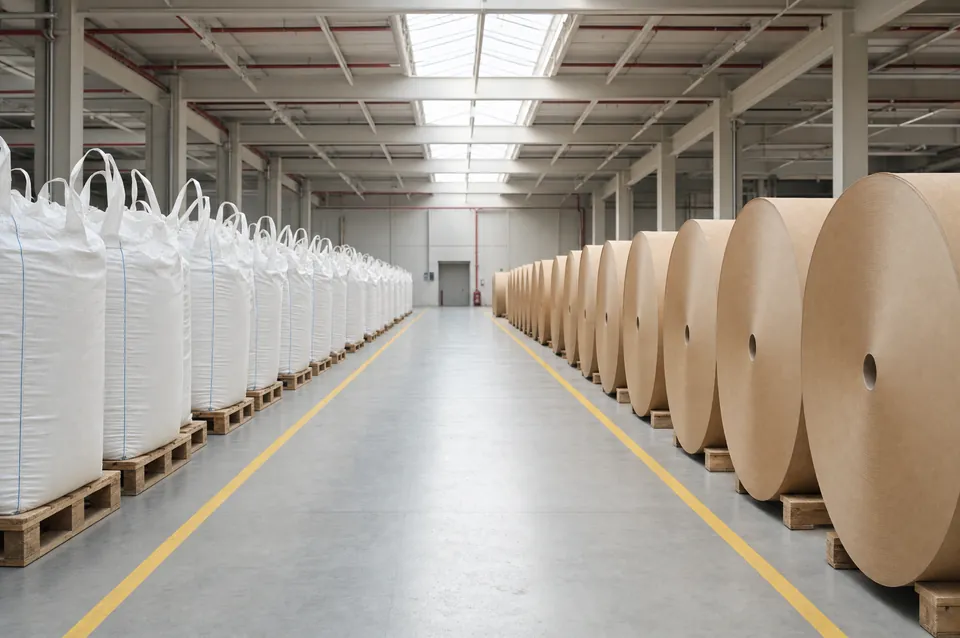 Sarı hatla ayrılmış big-bag ve bobin bölgeleri